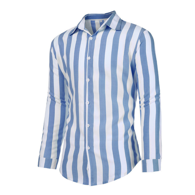 Men's Striped Button Long Sleeve Shirt