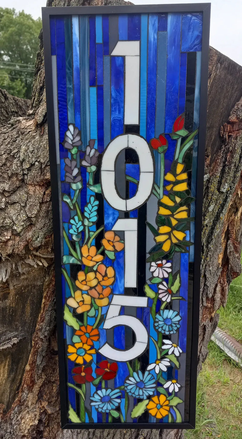 Custom House Number Stained Glass Mosaic