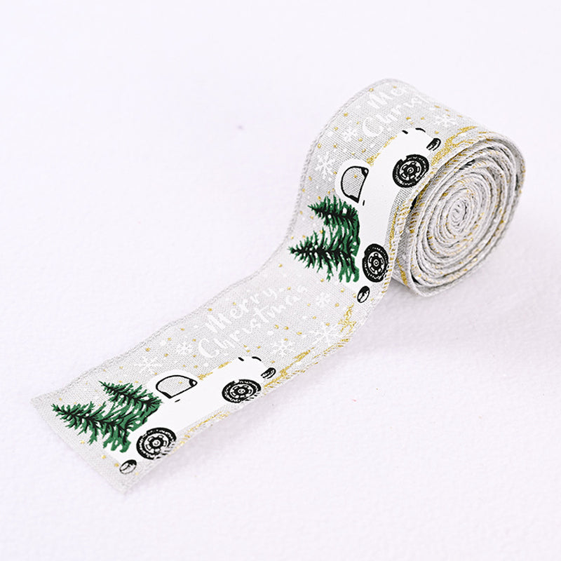 Christmas Ribbon Printed Burlap Ribbons For Gift Wrapping