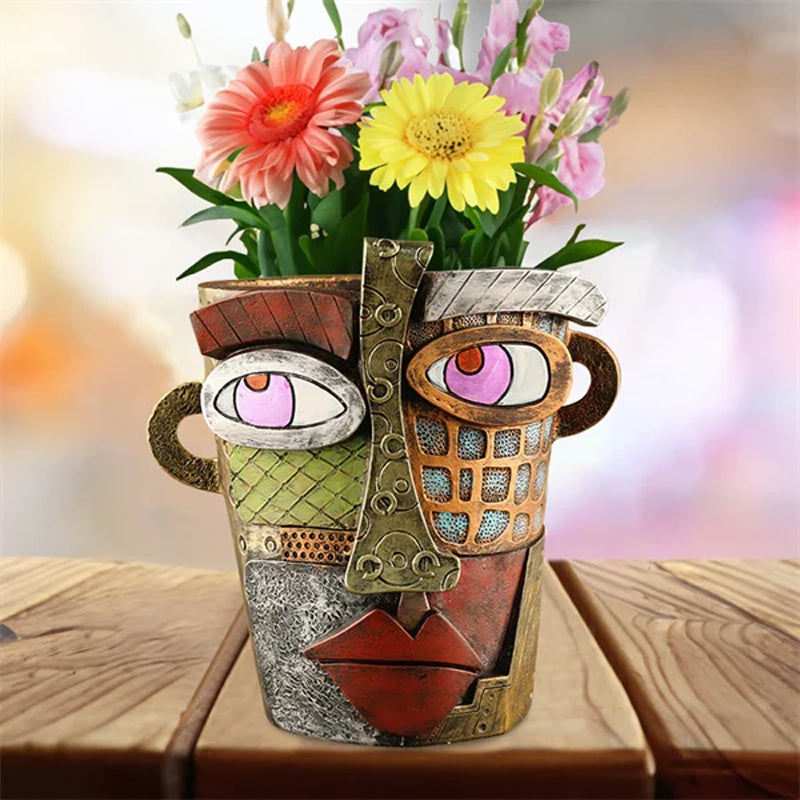 Abstract Beauty Face Flower Pot