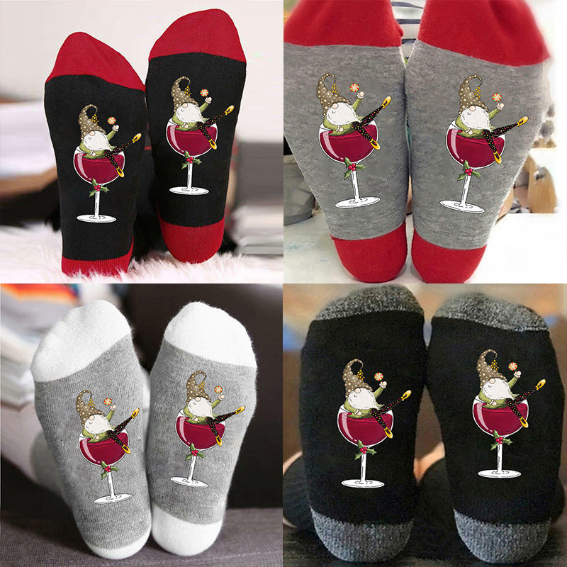 Gnome Wine Glass Unisex Crew Socks