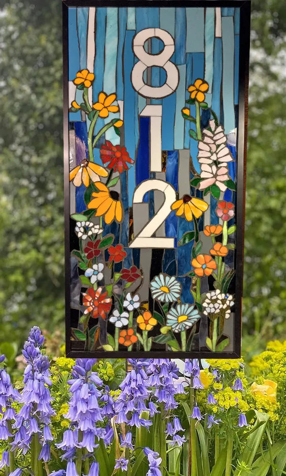 Custom House Number Stained Glass Mosaic