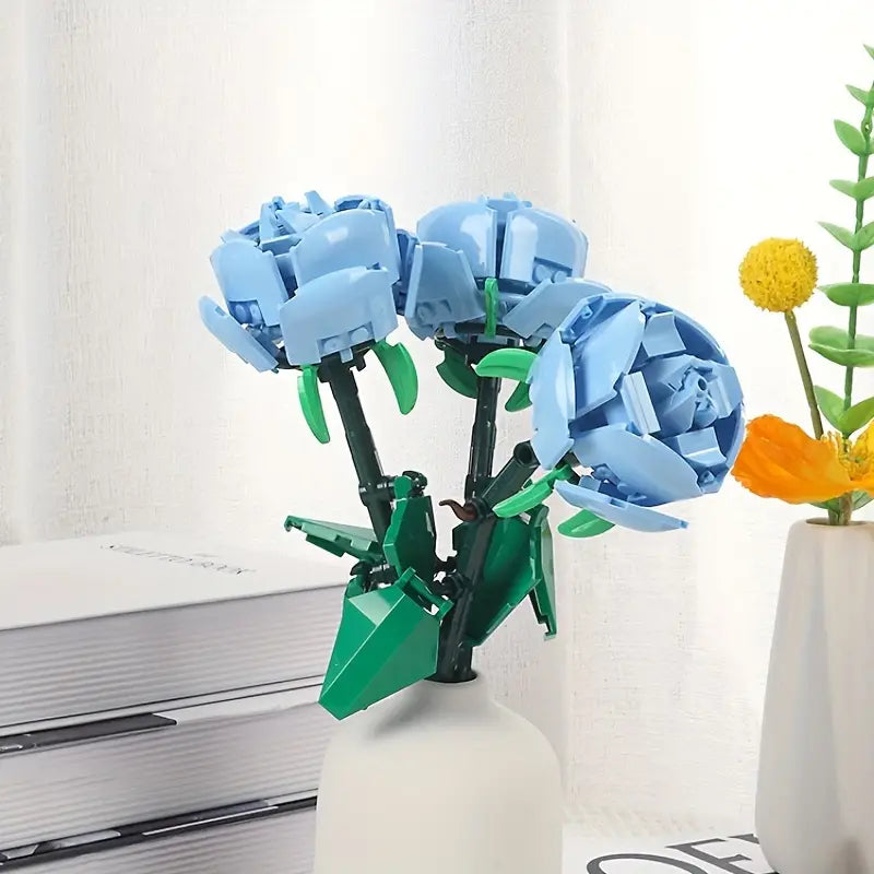 Handmade Assembled Rose Flower Building Blocks