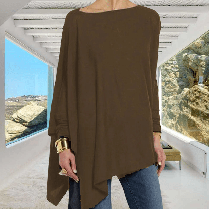 Women's Long-sleeved Solid Color Pullover T-shirt