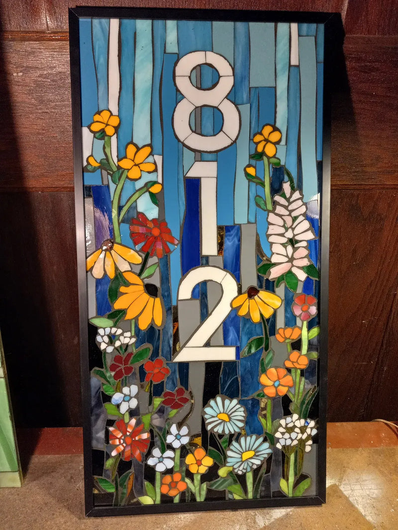 Custom House Number Stained Glass Mosaic