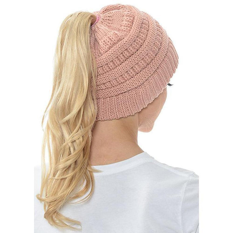 Soft Knit Ponytail Beanie Hat