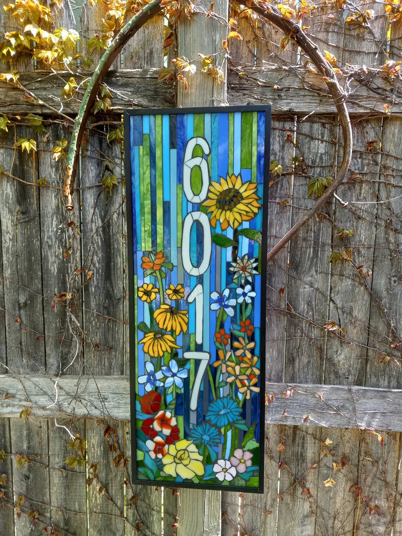 Custom House Number Stained Glass Mosaic