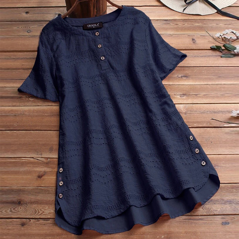 Bohemian Pullover Embroidery Casual Short Sleeve Blouse