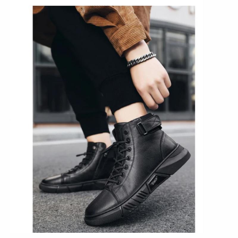 Black Warm Leather Boots