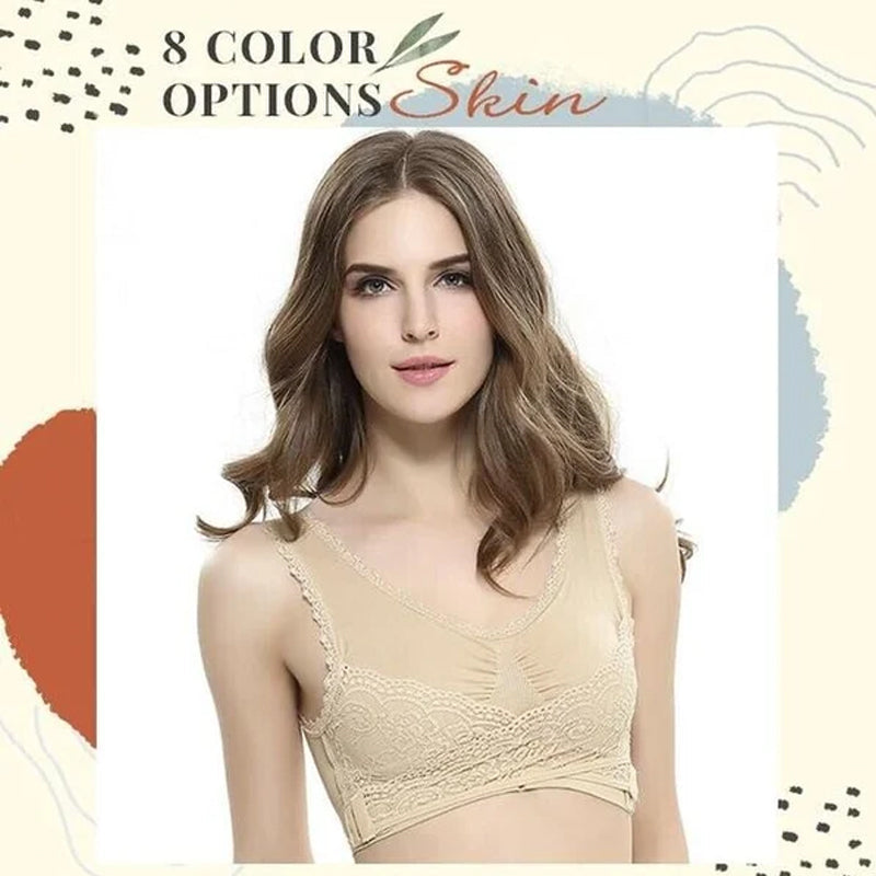 Front Cross Side Buckle Lace Bra