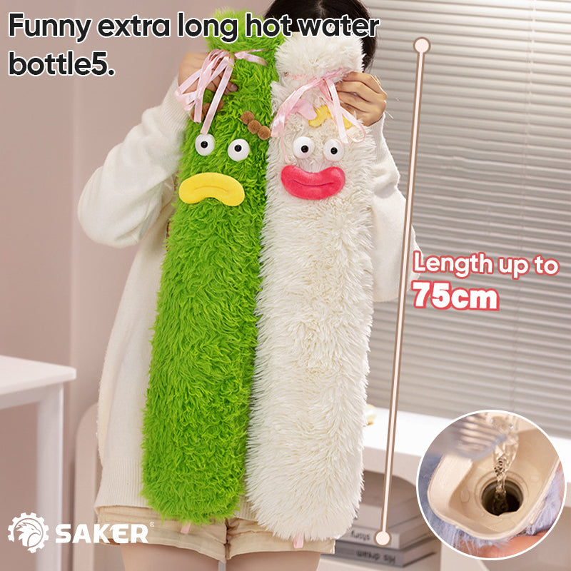 Extended Hot Water Bottle with Plush Cover