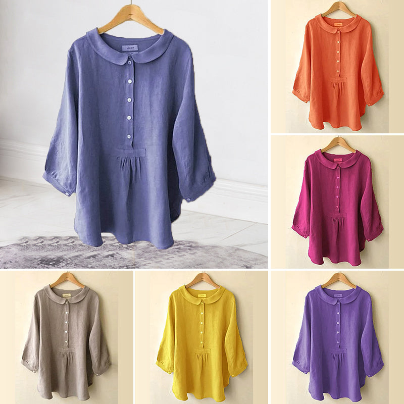 Women's Cotton Linen Seven Sleeve Shirt
