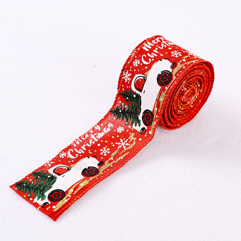 Christmas Ribbon Printed Burlap Ribbons For Gift Wrapping