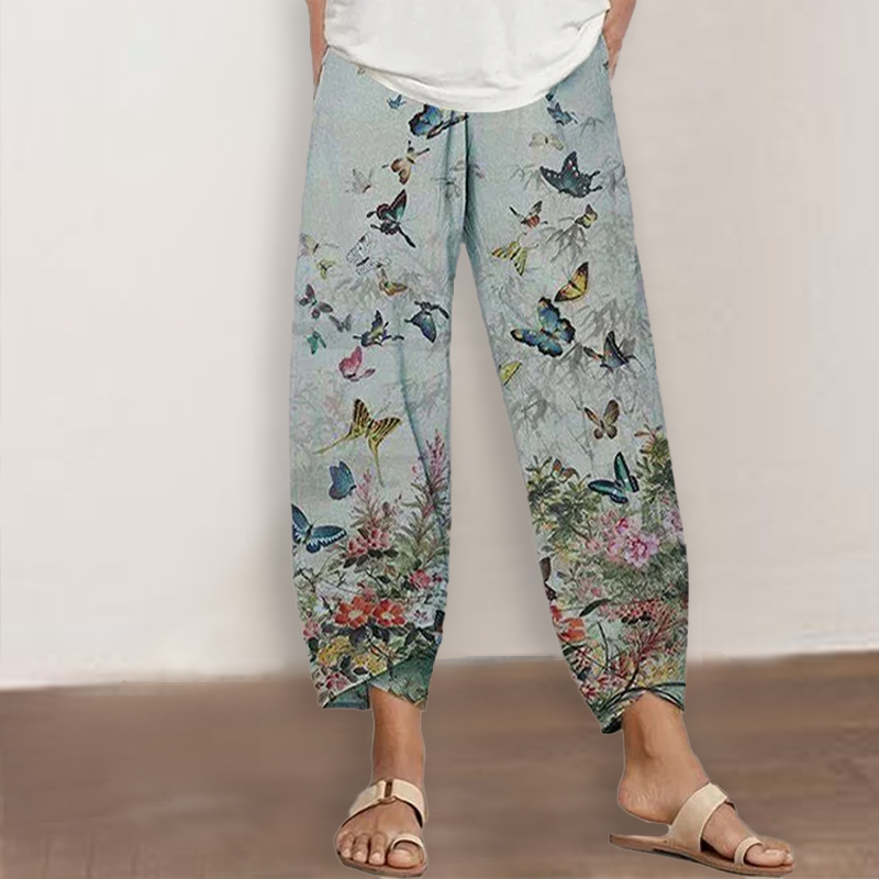 Women's Butterfly Print Trousers