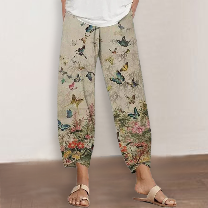Women's Butterfly Print Trousers