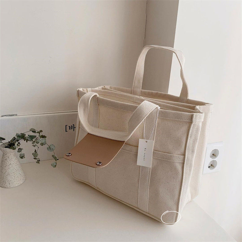 Solid Color Canvas Tote Bag