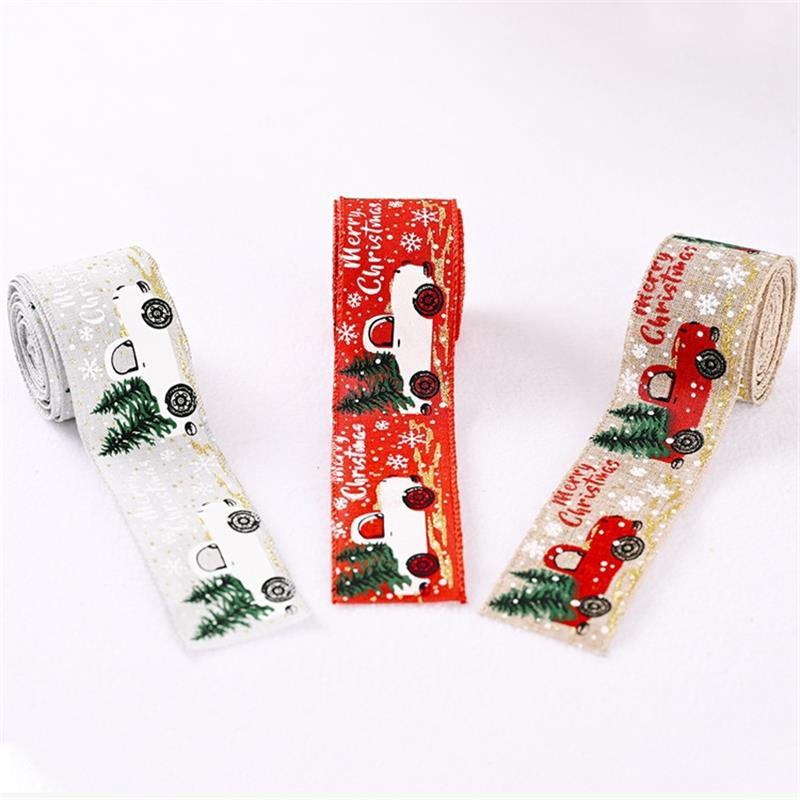 Christmas Ribbon Printed Burlap Ribbons For Gift Wrapping