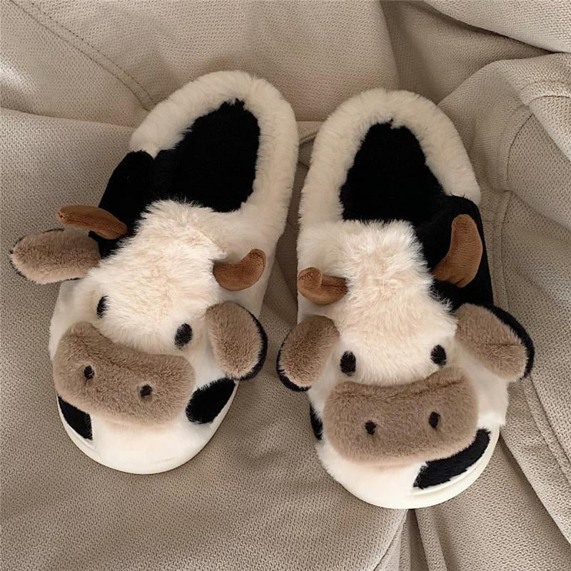 Cute Cow Plush Slippers