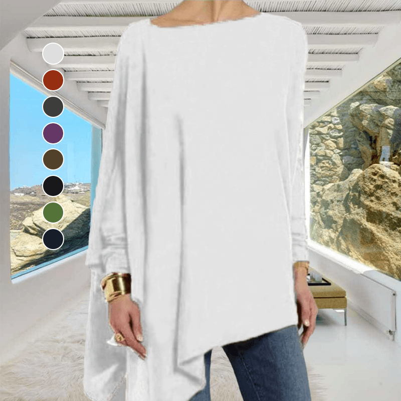 Women's Long-sleeved Solid Color Pullover T-shirt