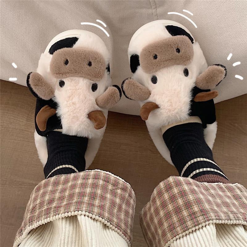 Cute Cow Plush Slippers