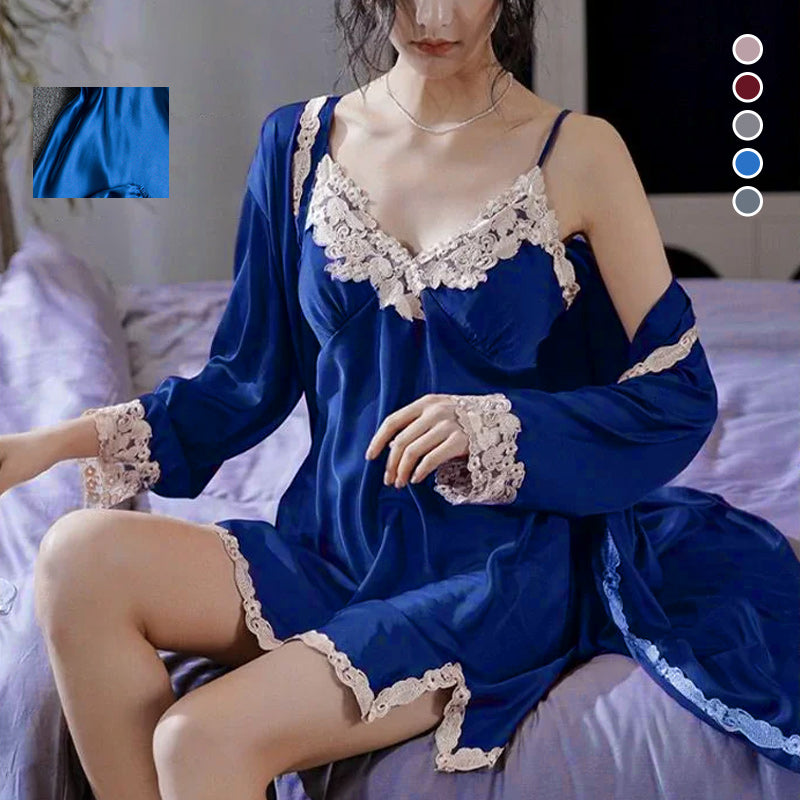 Soft Comfortable Ice Silk Lace Pajamas