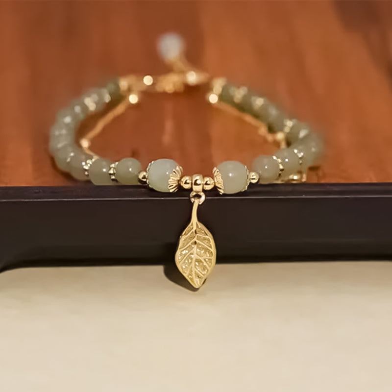 Hetian Jade Gold Leaf Bracelet