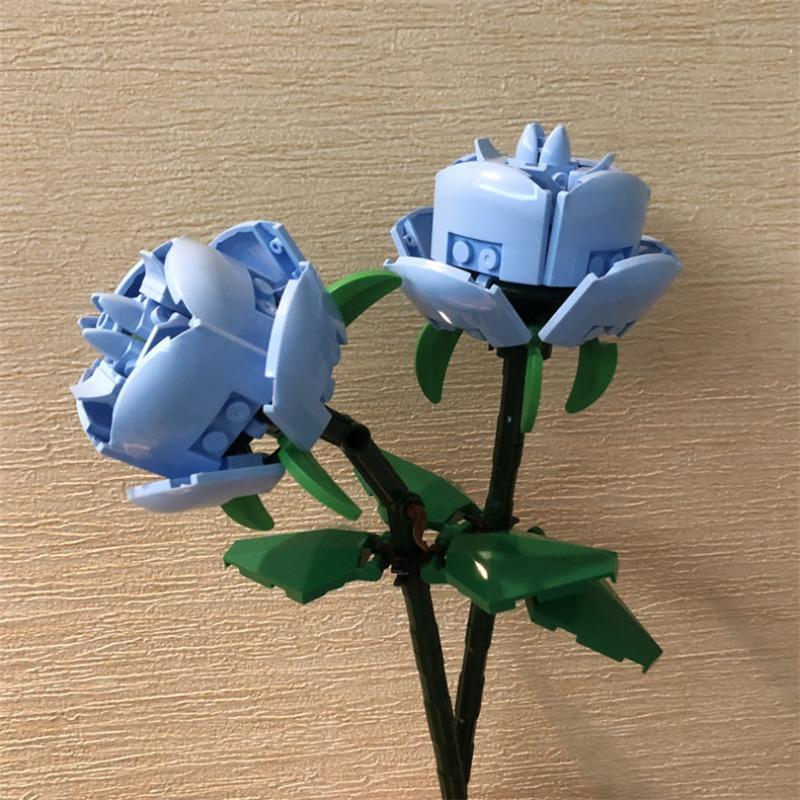 Handmade Assembled Rose Flower Building Blocks