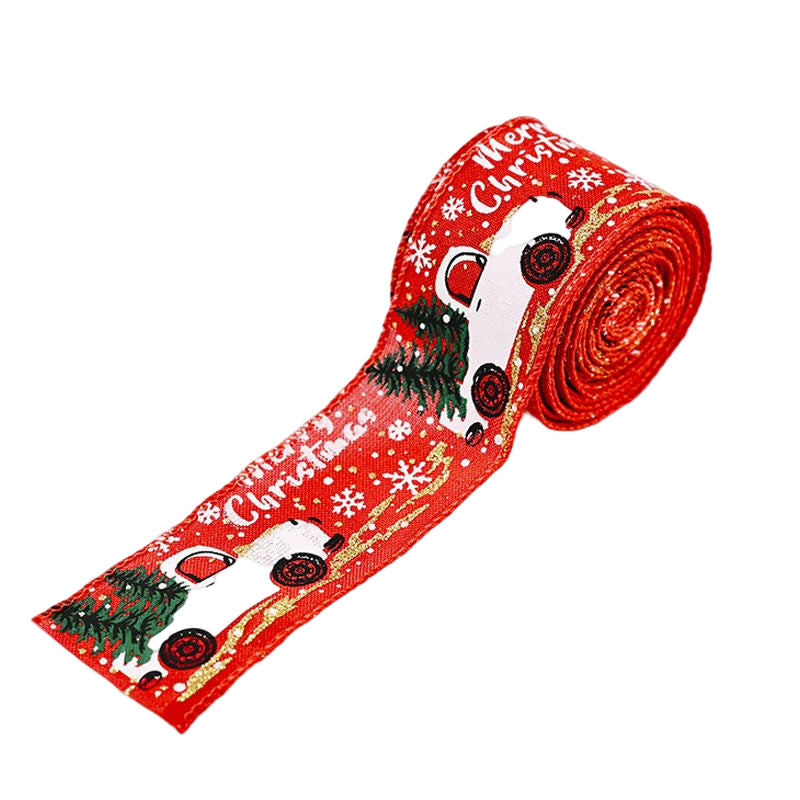 Christmas Ribbon Printed Burlap Ribbons For Gift Wrapping