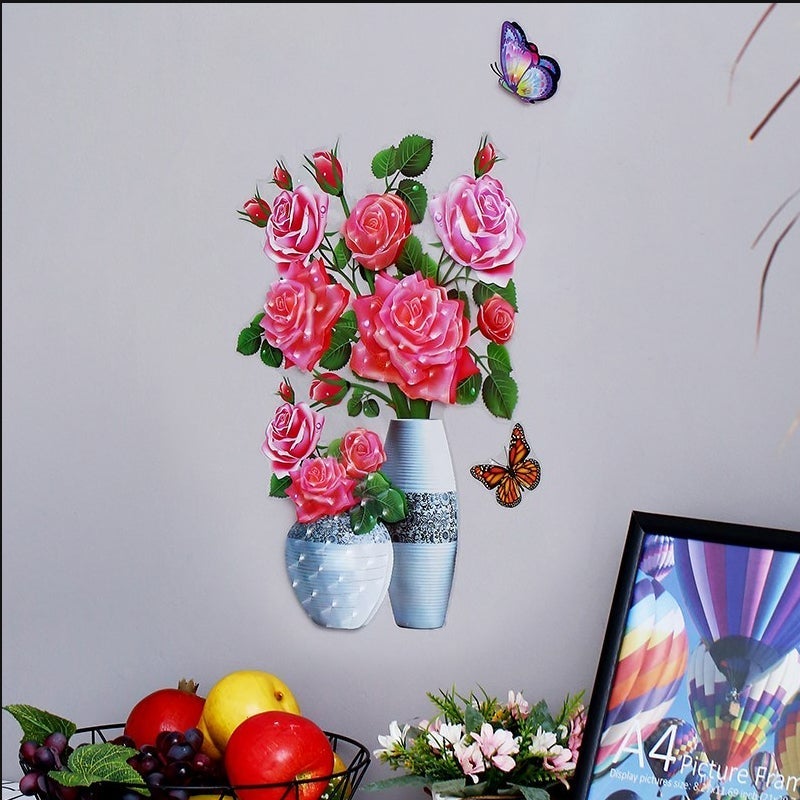 3D Stereo Vase Wall Sticker Self-adhesive