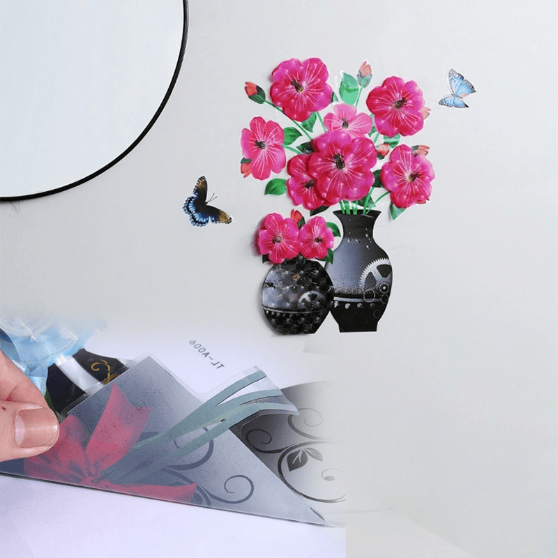 3D Stereo Vase Wall Sticker Self-adhesive