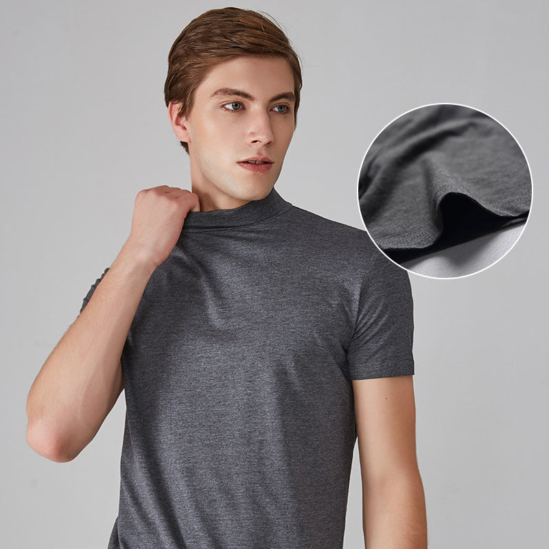 Mens High Neck Slim Fit T-shirt