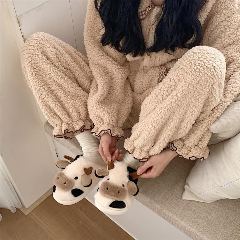 Cute Cow Plush Slippers