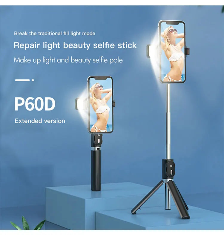 Extendable Selfie Stick with Fill Light