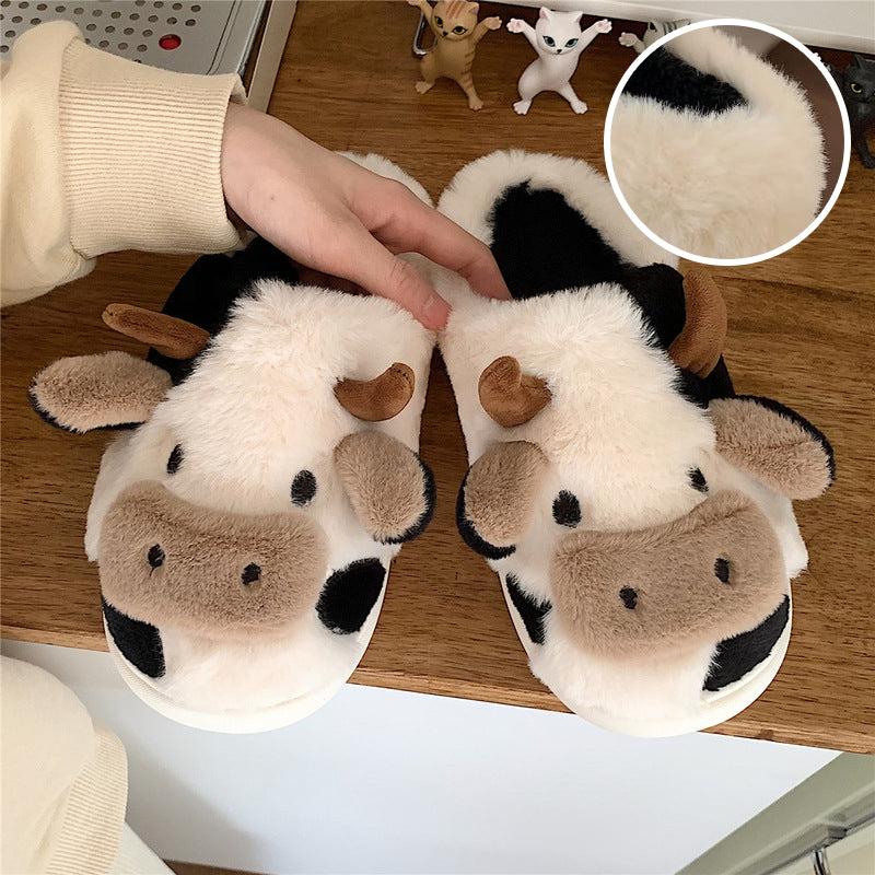 Cute Cow Plush Slippers