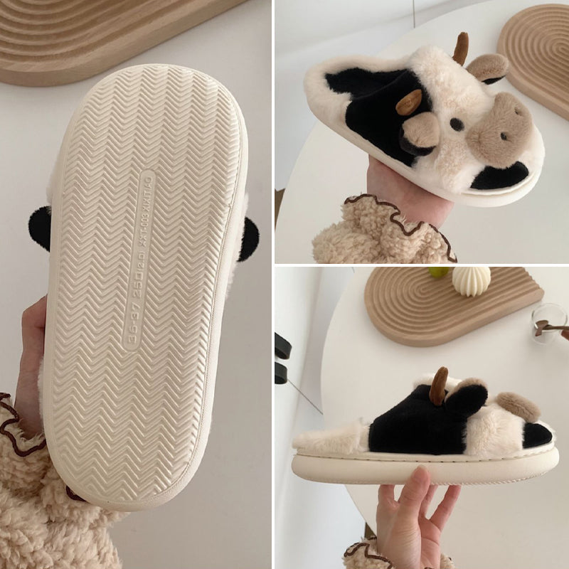 Cute Cow Plush Slippers