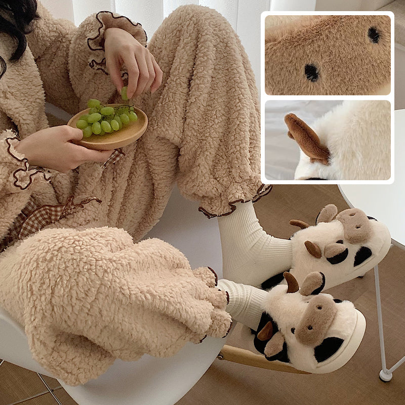 Cute Cow Plush Slippers