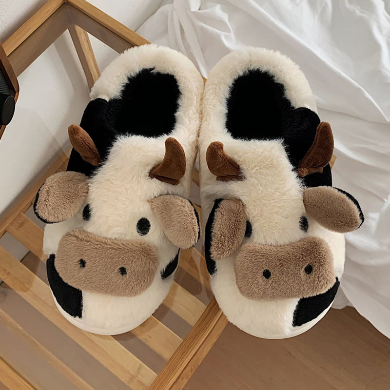 Cute Cow Plush Slippers