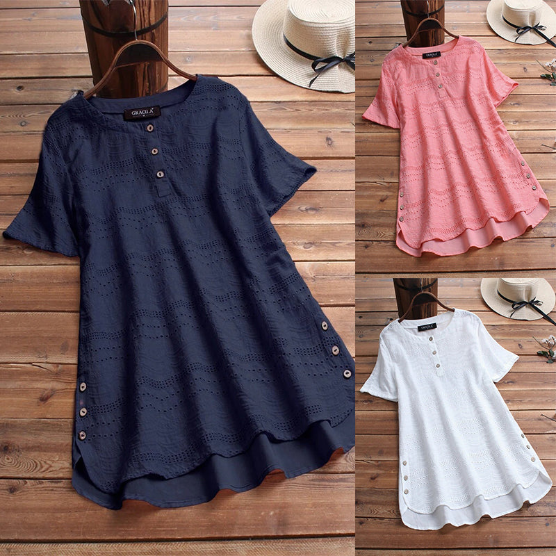 Bohemian Pullover Embroidery Casual Short Sleeve Blouse