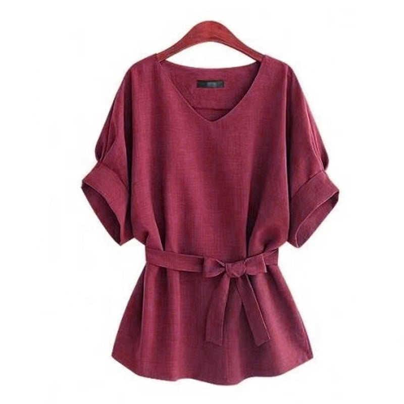 Woman's V-neck Linen Shirt