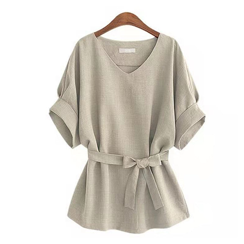 Woman's V-neck Linen Shirt