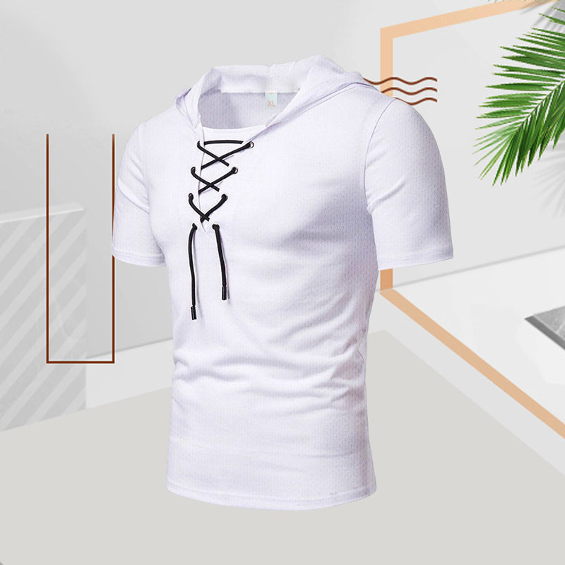 Men's casual summer drawstring t-shirt