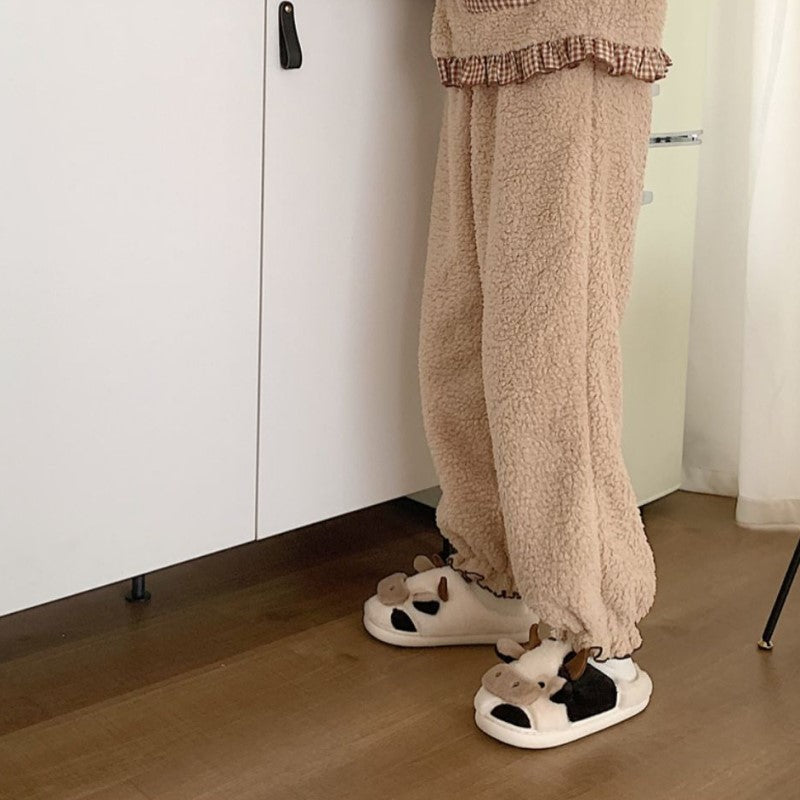 Cute Cow Plush Slippers