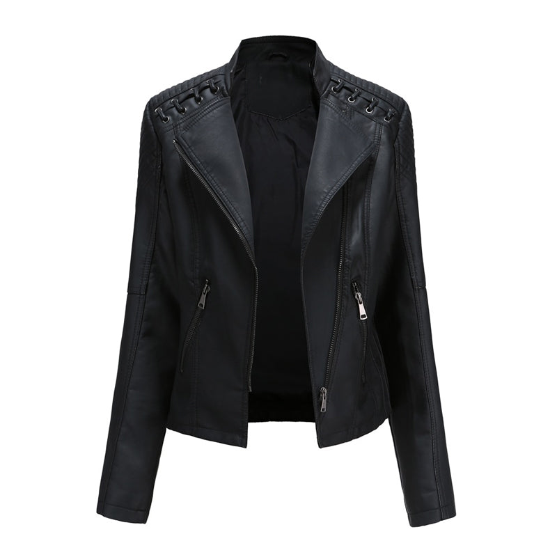 Ladies Cropped Leather Jacket