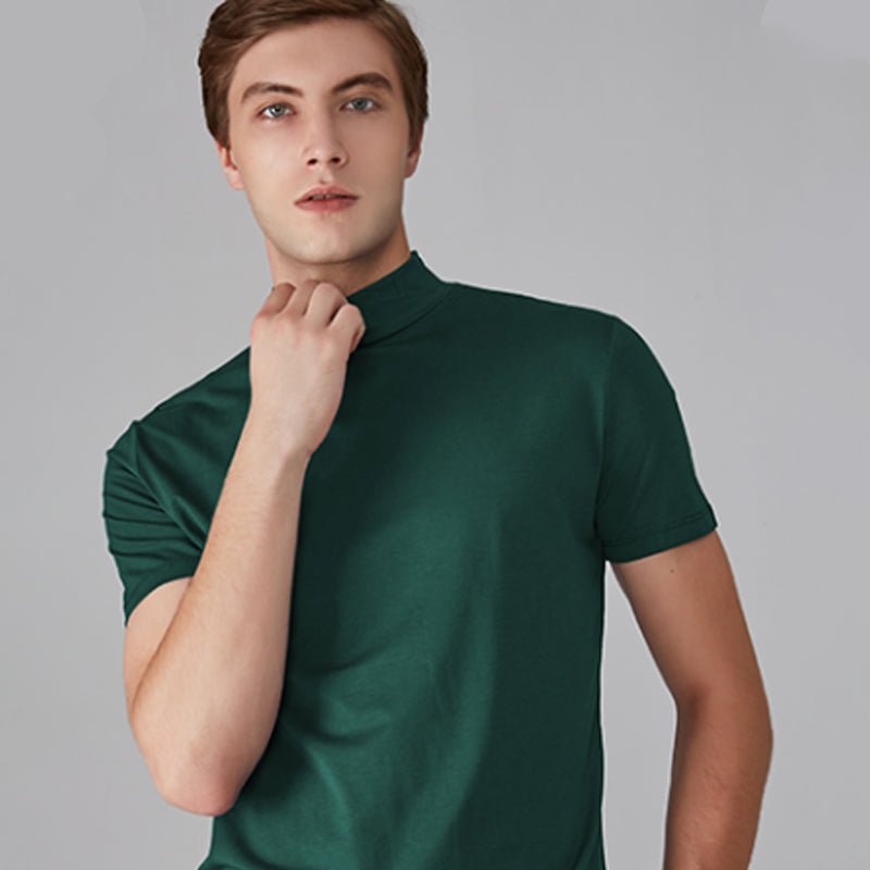 Mens High Neck Slim Fit T-shirt