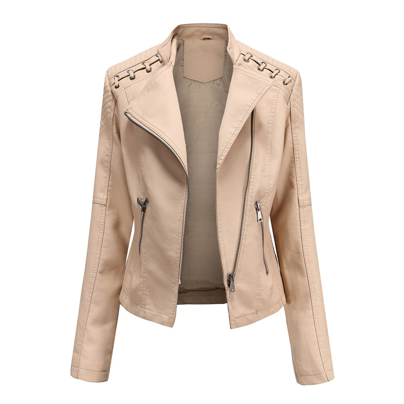 Ladies Cropped Leather Jacket