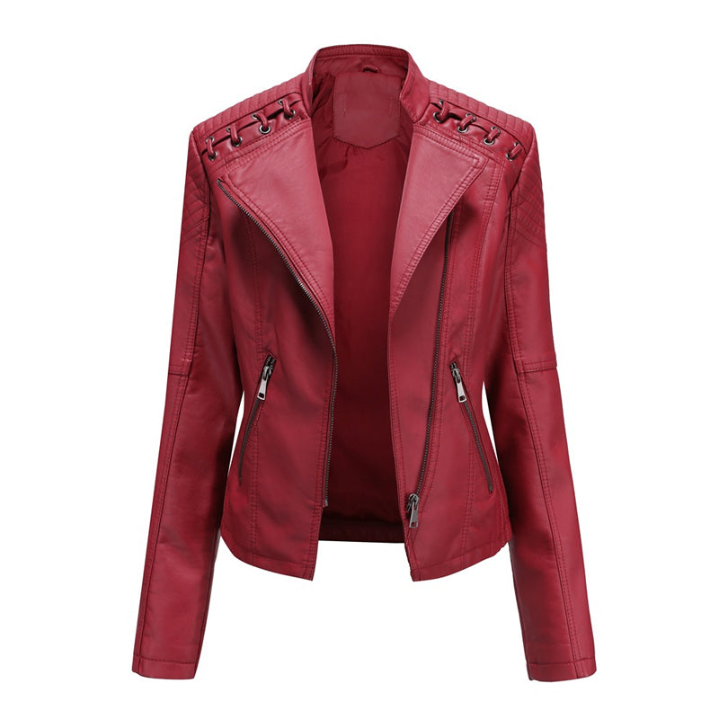 Ladies Cropped Leather Jacket