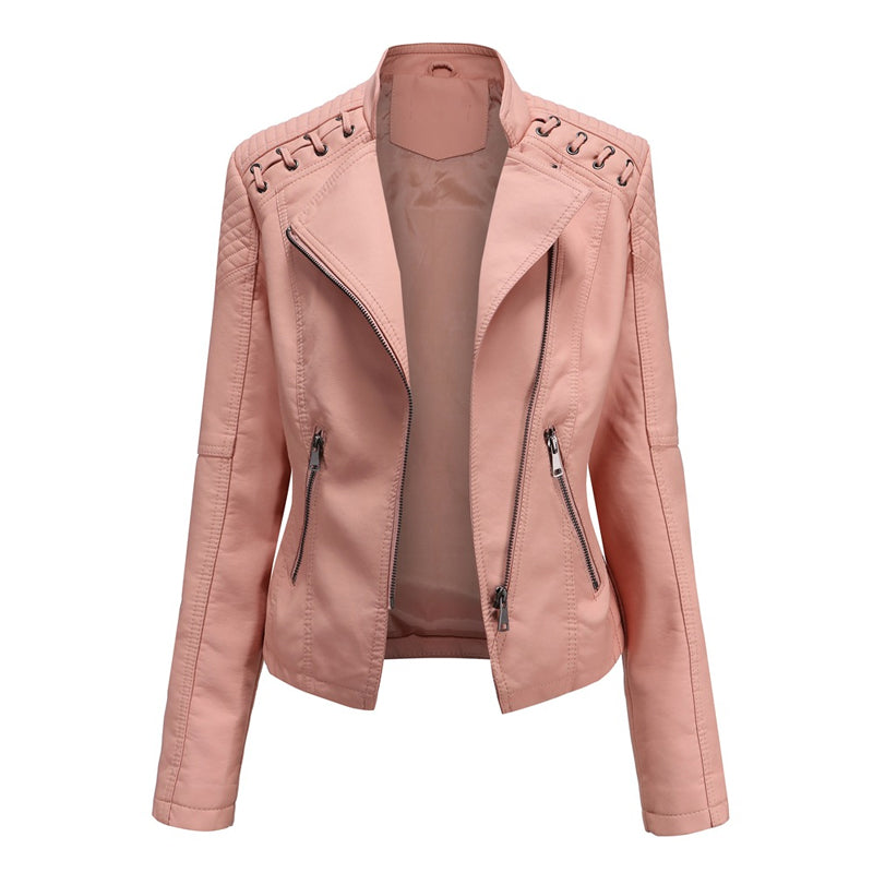 Ladies Cropped Leather Jacket